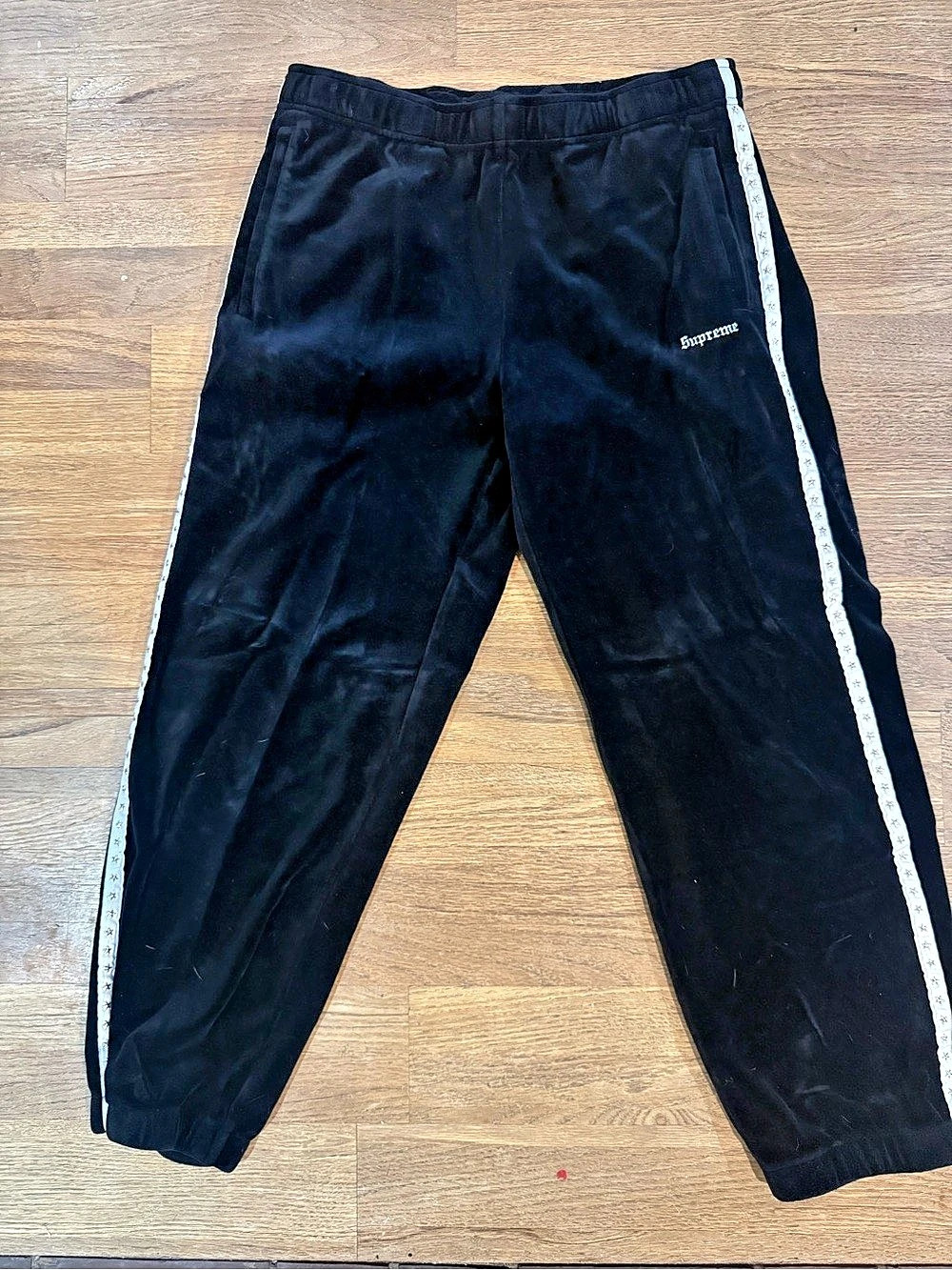 Supreme Grid Taping Velour Pant Black & White Medium